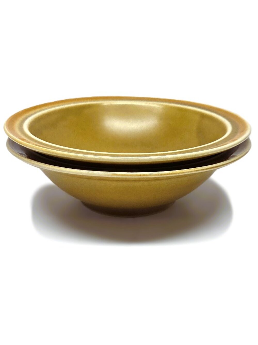 Vtg Independence Stoneware Yuma Bowl Set Lot x2 Rim Cereal Tan Interface Japan